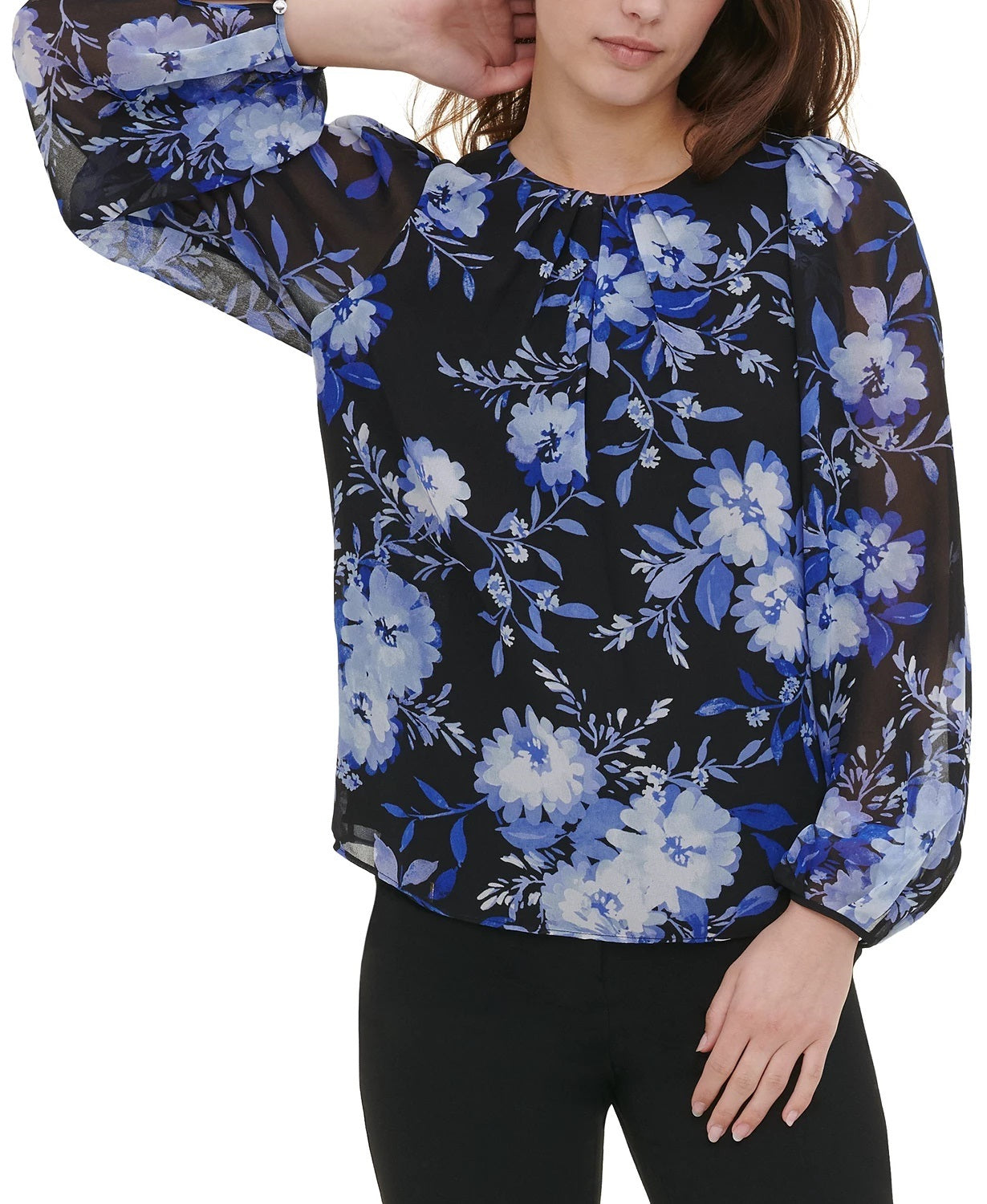 Blusa Calvin Klein Feminina Estampa Floral Preta Tamanho Médio