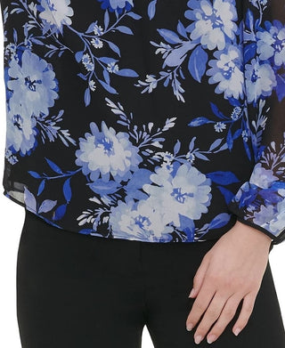 Blusa Calvin Klein Feminina Estampa Floral Preta Tamanho Médio
