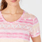 Camiseta feminina estampada estilo &amp; co rosa tamanho pequeno