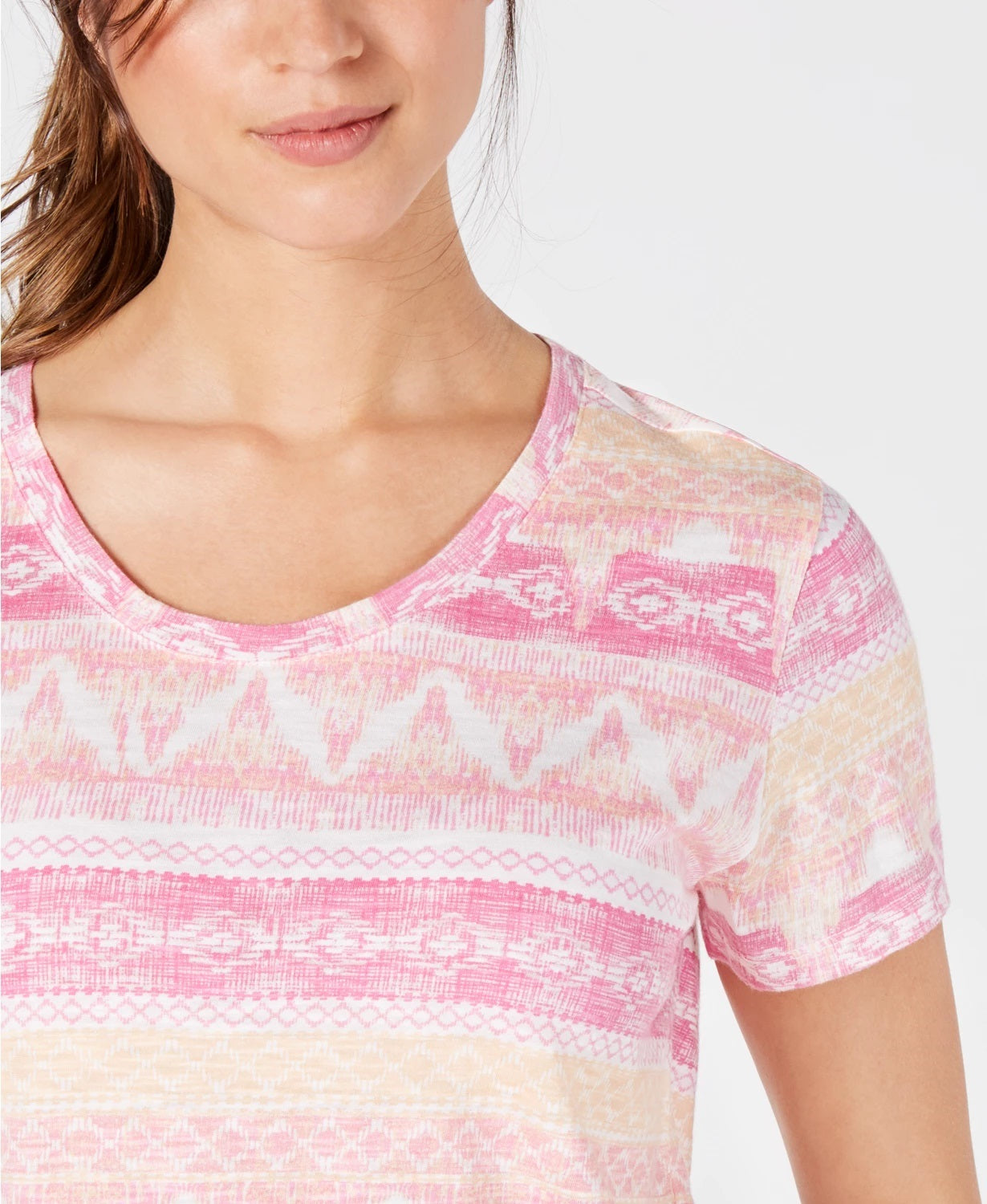 Camiseta feminina estampada estilo &amp; co rosa tamanho pequeno