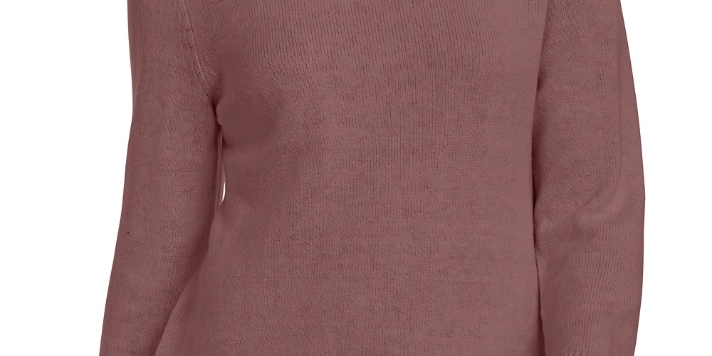Blusa feminina com estampa canelada e manga comprida, gola redonda, tamanho pequeno e grande, estilo &amp; co