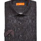 Camisa social masculina Tallia com gola estampada, ajuste clássico, elástica, preta, tamanho 14,5 x 32 x 33