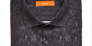 Camisa social masculina Tallia com gola estampada, ajuste clássico, elástica, preta, tamanho 14,5 x 32 x 33