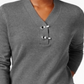Karen Scott Suéter Henley Feminino de Algodão Cinza Tamanho Pequeno X-Grande