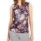 Blusa Calvin Klein Feminina Estampada Floral Plissada Roxa Tamanho P