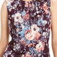 Blusa Calvin Klein Feminina Estampada Floral Plissada Roxa Tamanho P