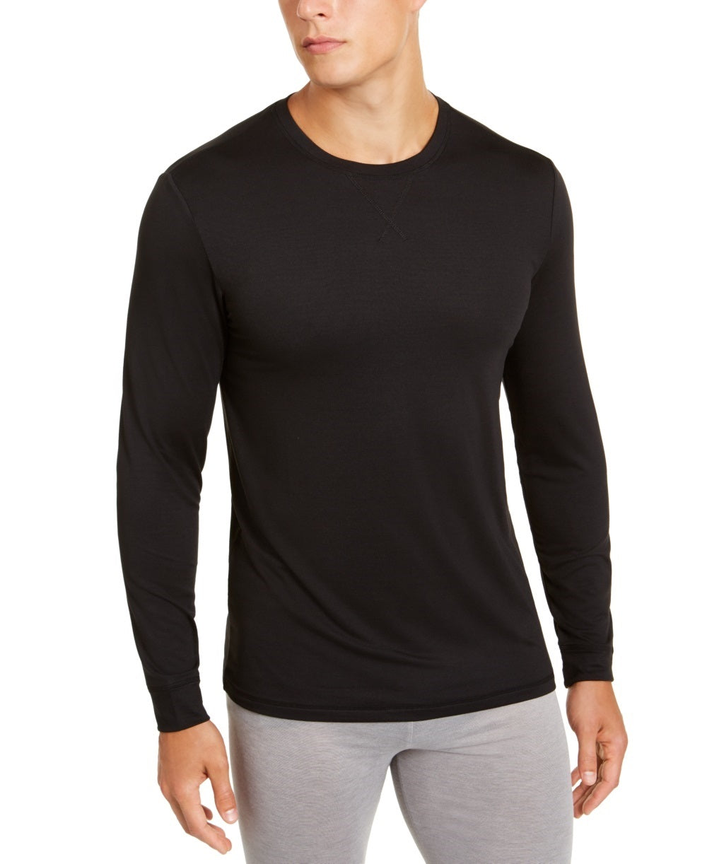 Camisa casual masculina de manga comprida e gola redonda 32 Degrees, preta, tamanho pequeno