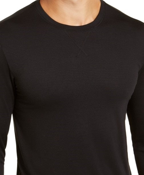 Camisa casual masculina de manga comprida e gola redonda 32 Degrees, preta, tamanho pequeno