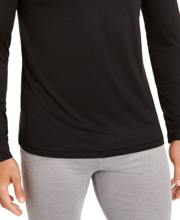 Camisa casual masculina de manga comprida e gola redonda 32 Degrees, preta, tamanho pequeno