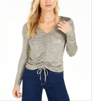 Top feminino Bar III com cordão, prateado, tamanho XXS