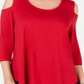 JM Collection Top feminino com ombros descobertos, vermelho, tamanho pequeno P/M