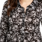 Blusa feminina Style &amp; Co com botões frontais, preta, tamanho pequeno, médio