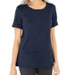 Blusa feminina Karen Scott de algodão com pesponto azul, tamanho X-S