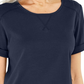Blusa feminina Karen Scott de algodão com pesponto azul, tamanho X-S