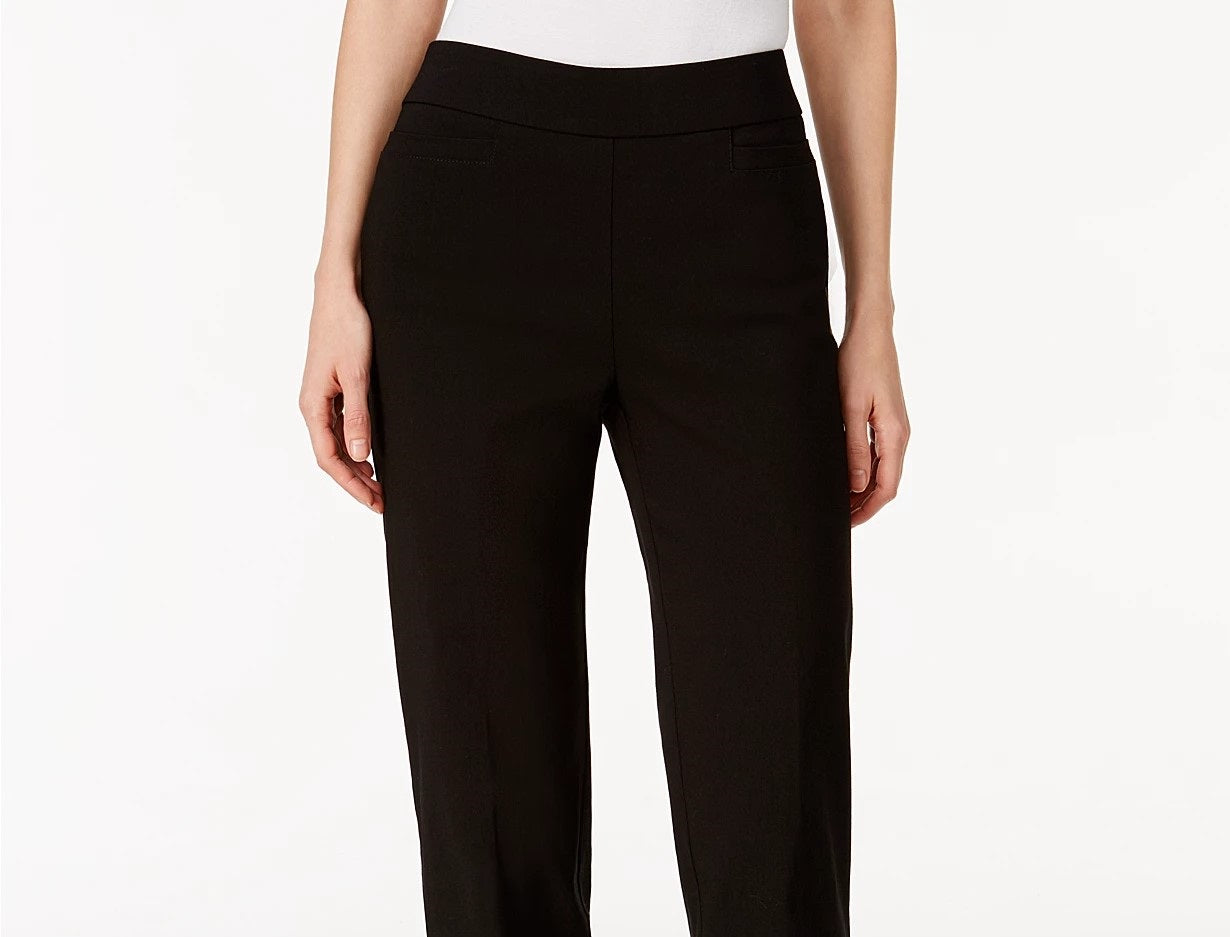 Calça feminina Alfred Dunner Classics Allure Slim Leg, preta, tamanho 16S