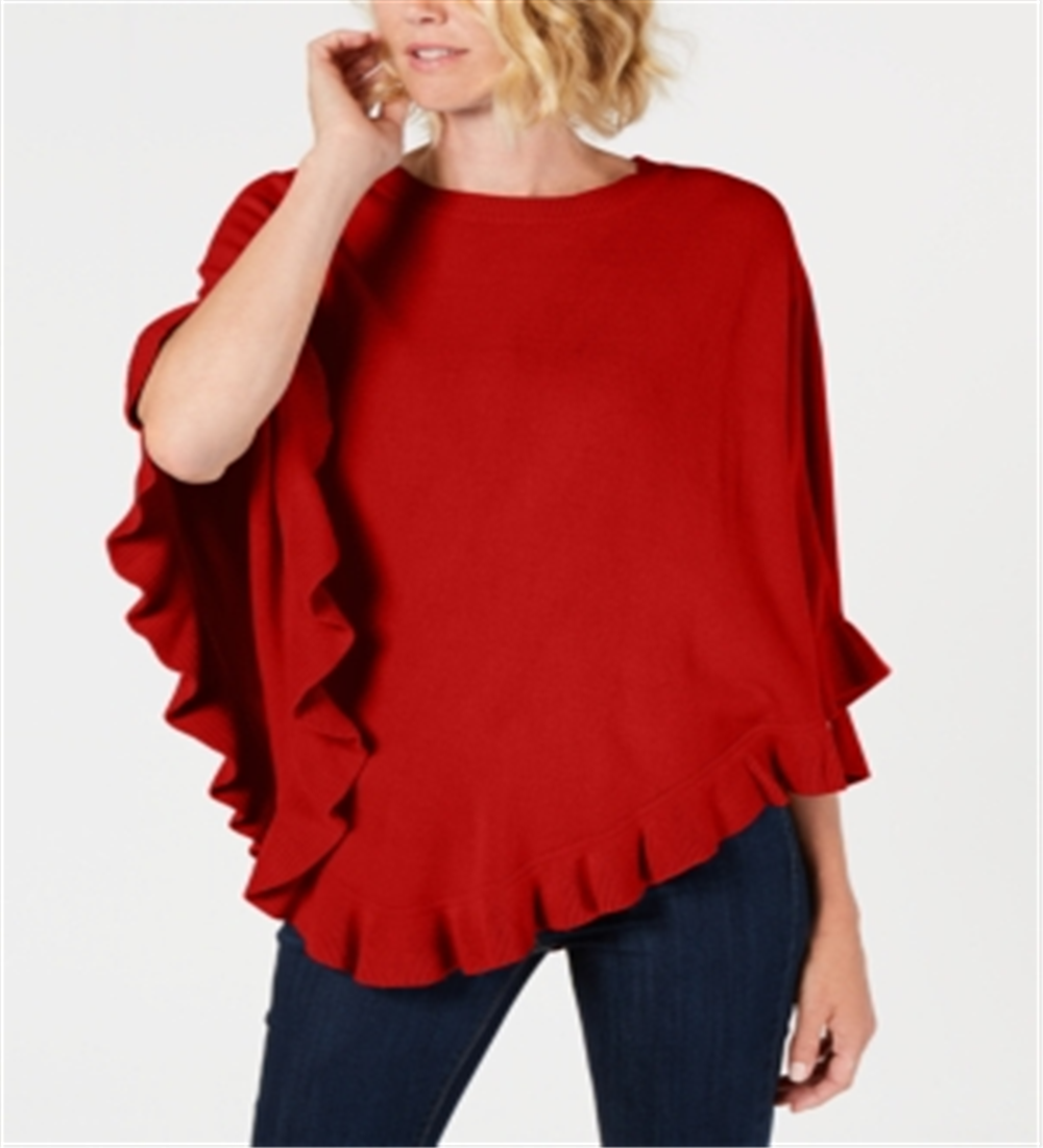 Poncho assimétrico com babados Karen Scott feminino, vermelho, tamanho G/GG