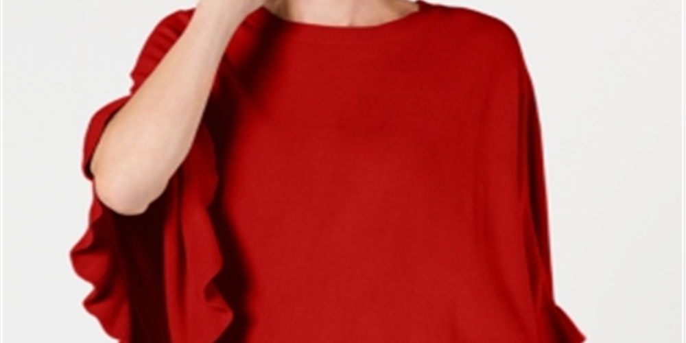 Poncho assimétrico com babados Karen Scott feminino, vermelho, tamanho G/GG