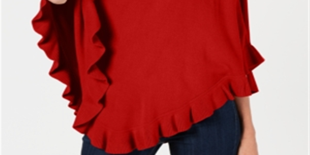 Poncho assimétrico com babados Karen Scott feminino, vermelho, tamanho G/GG