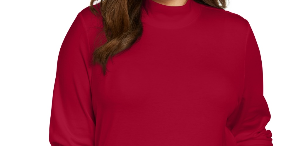 Karen Scott Suéter Feminino de Algodão com Gola Falsa Vermelho Tamanho 0X