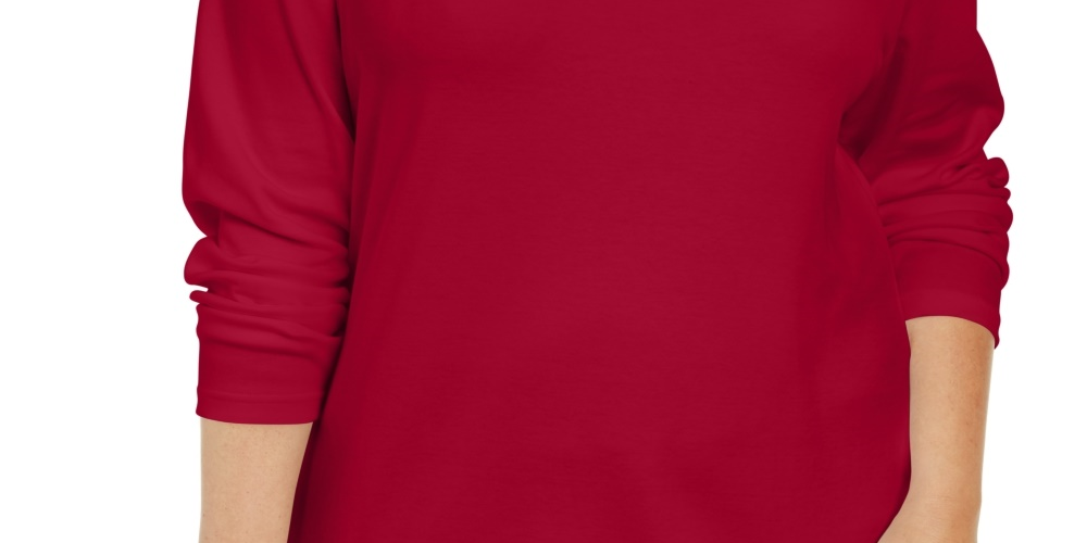 Karen Scott Suéter Feminino de Algodão com Gola Falsa Vermelho Tamanho 0X