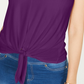 Thalia Sodi Blusa feminina sem mangas com decote em V e bainha amarrada, roxa, tamanho pequeno