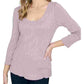 Blusa feminina Sanctuary com decote redondo canelado, rosa, tamanho médio