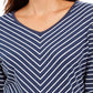 Blusa listrada feminina Karen Scott, azul, tamanho pequeno, médio