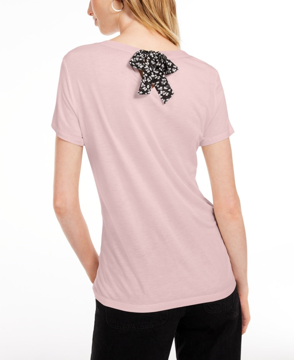 Blusa floral feminina Maison Jules com amarração nas costas, rosa, tamanho médio