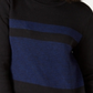 Karen Scott Suéter Feminino de Algodão com Gola Alta Colorblock Azul-Preto Tamanho Pequeno GG