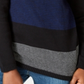 Karen Scott Suéter Feminino de Algodão com Gola Alta Colorblock Azul-Preto Tamanho Pequeno GG