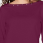Karen Scott Blusa feminina de algodão com decote canoa e tachas, roxa, tamanho pequeno P/M