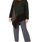 Blusa feminina Alfani Colorblock assimétrica preta tamanho 1X