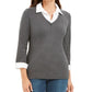 Karen Scott Blusa Feminina de Algodão com Camadas, Cor Carvão, Tamanho Pequeno P