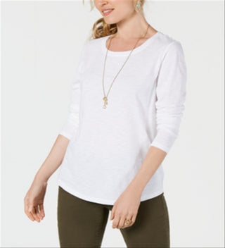 Top decote redondo feminino Style &amp; Co, branco, tamanho PP