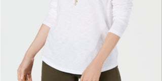 Top decote redondo feminino Style &amp; Co, branco, tamanho PP