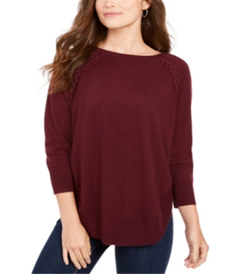 Suéter feminino com cadarço e acabamento em chevron, estilo &amp; co, roxo, tamanho pequeno, L