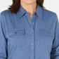Karen Scott Blusa Feminina com Botões Frontais Azul Tamanho P