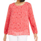 Blusa feminina Alfani com estampa floral e manga plissada, rosa, tamanho pequeno GG