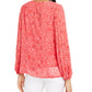Blusa feminina Alfani com estampa floral e manga plissada, rosa, tamanho pequeno GG