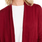 Cardigan feminino canelado com bainha de lenço JM Collection, vermelho, tamanho grande