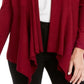 Cardigan feminino canelado com bainha de lenço JM Collection, vermelho, tamanho grande