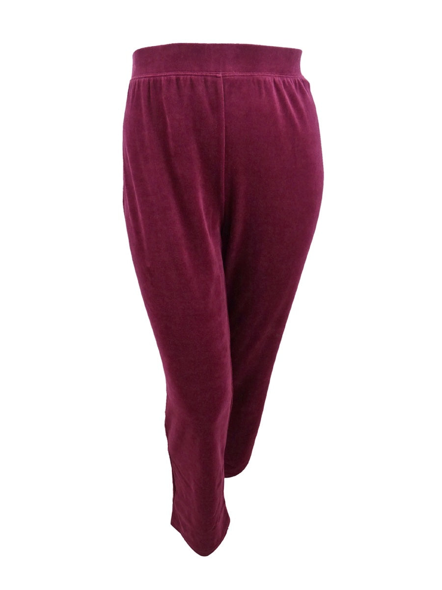 Calça esportiva feminina Karen Scott de veludo roxa tamanho XX-G