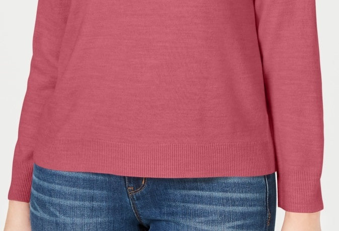 Karen Scott Suéter Feminino com Zíper nas Costas e Gola Simulada Rosa Tamanho X-G