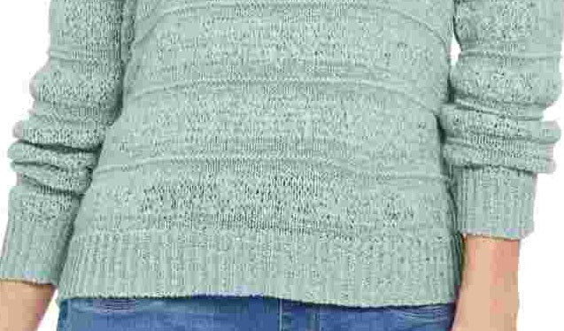 Suéter pulôver feminino estilo &amp; co com fita de lã verde tamanho pequeno pequeno