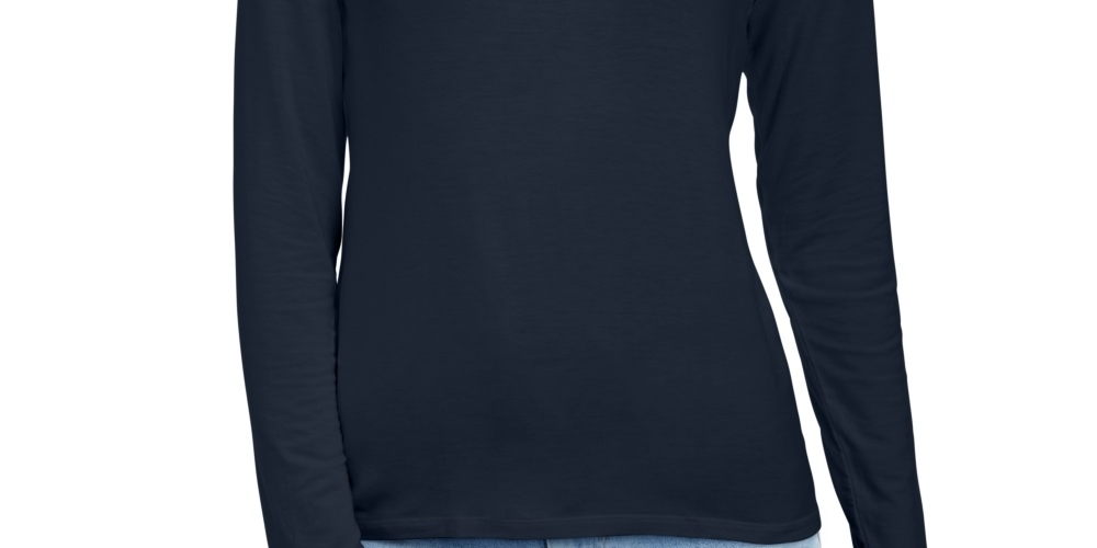 Blusa feminina estilo &amp; co com gola falsa azul tamanho pequeno médio