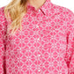 Camisa feminina estampada com mangas curtas Charter Club, rosa, tamanho extragrande