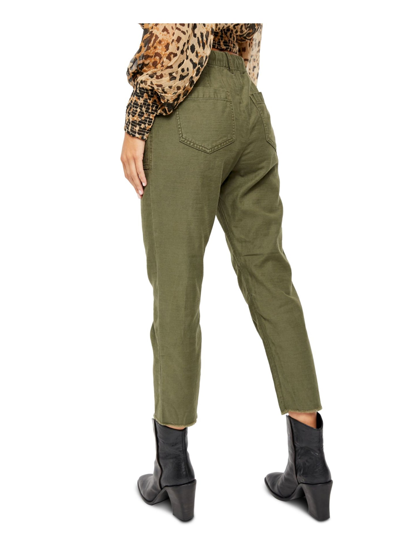 Calça Chino Feminina Free People Comfort Raw Ankle Verde Tamanho Grande