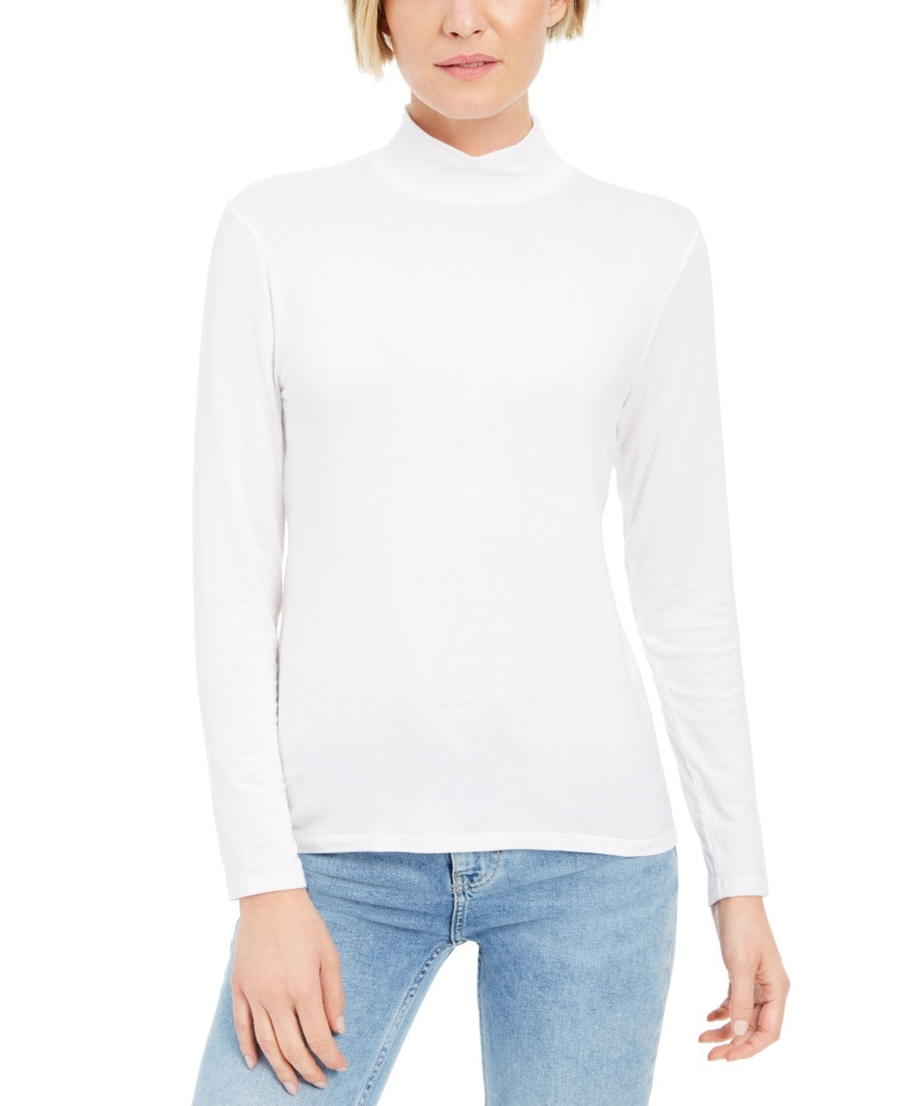 Blusa feminina estilo &amp; co com gola falsa, branca, tamanho pequeno grande
