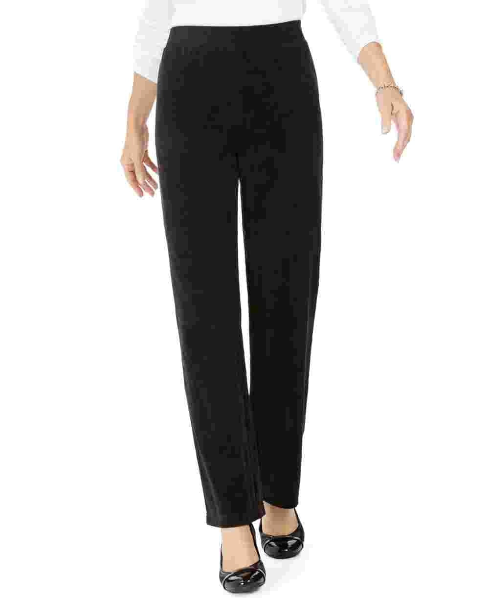 Calça de veludo feminina Karen Scott, preta, tamanho pequeno e pequeno