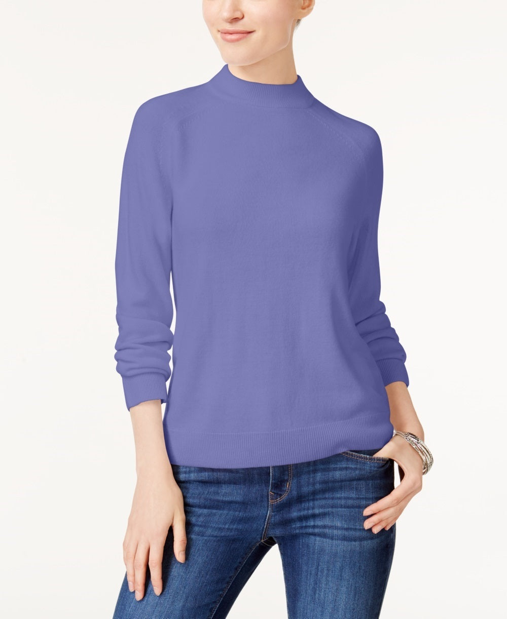 Karen Scott Suéter Feminino com Zíper nas Costas e Gola Simulada Roxo Tamanho XS